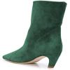 imageFSJ Women Square Toe Comfort Kitten Low Heel Ankle Boot Pull On Bootie Winter Faux Suede Casual Dressy Shoes Size 416 USGreen