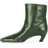 imageFSJ Women Square Toe Comfort Kitten Low Heel Ankle Boot Pull On Bootie Winter Faux Suede Casual Dressy Shoes Size 416 USGreen Leather