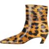 imageFSJ Women Square Toe Comfort Kitten Low Heel Ankle Boot Pull On Bootie Winter Faux Suede Casual Dressy Shoes Size 416 USLeopart