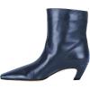 imageFSJ Women Square Toe Comfort Kitten Low Heel Ankle Boot Pull On Bootie Winter Faux Suede Casual Dressy Shoes Size 416 USNavy Blue