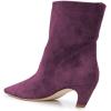 imageFSJ Women Square Toe Comfort Kitten Low Heel Ankle Boot Pull On Bootie Winter Faux Suede Casual Dressy Shoes Size 416 USPurple