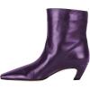imageFSJ Women Square Toe Comfort Kitten Low Heel Ankle Boot Pull On Bootie Winter Faux Suede Casual Dressy Shoes Size 416 USPurple Leather