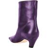 imageFSJ Women Square Toe Comfort Kitten Low Heel Ankle Boot Pull On Bootie Winter Faux Suede Casual Dressy Shoes Size 416 USPurple Leather