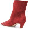 imageFSJ Women Square Toe Comfort Kitten Low Heel Ankle Boot Pull On Bootie Winter Faux Suede Casual Dressy Shoes Size 416 USRed