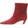 imageFSJ Women Square Toe Comfort Kitten Low Heel Ankle Boot Pull On Bootie Winter Faux Suede Casual Dressy Shoes Size 416 USRed