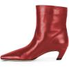 imageFSJ Women Square Toe Comfort Kitten Low Heel Ankle Boot Pull On Bootie Winter Faux Suede Casual Dressy Shoes Size 416 USRed Leather