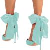 imageFSJ Women Strappy Ankle Wrap Sandal Ribbon Laceup Stiletto High Heels Pointed Toe DOrsay Slingback Pump Shoe Size 415 USTurquoise
