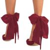imageFSJ Women Strappy Ankle Wrap Sandal Ribbon Laceup Stiletto High Heels Pointed Toe DOrsay Slingback Pump Shoe Size 415 USWine