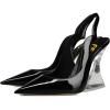 imageFSJ Women Chic Pointed Toe Slingback Pumps Sexy Transparent Chunky High Heel Slip On Graduation Homecoming Dress Shoes Size 415 USBlack
