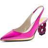 imageFSJ Women Classic Gold Chain Chunky Heel Slingback Pumps Pointed Toe Special Dressy High Heel Casual Wedding Office Shoes Size 416 USFuchsia