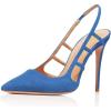 imageFSJ Women Pointy Toe Cutout Slip On Pumps Stilettos High Heel Slingback Gladiator Evening Office Lady Dress Shoes Size 415 USBlue