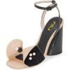 imageFSJ Women Retro Bowknot Chunky High Heel Sandal Open Toe Pearl Studded Ankle Strap Slingback Bead Wedding Bride Dress Pump Size 415 USNude