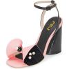 imageFSJ Women Retro Bowknot Chunky High Heel Sandal Open Toe Pearl Studded Ankle Strap Slingback Bead Wedding Bride Dress Pump Size 415 USPink