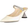 imageFSJ Women Rhinestone Cone Low Heel Mules Closed Pointed Toe One Strap Sandals Slip On Backless Bridal Party Dress Shoes Size 415 USBeige