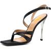 imageFSJ Women Sexy Open Toe Thong Sandals Stiletto High Heel with Rhinestone Ankle Strap Slingback Ladies Summer Shoes Size 415 USBlack