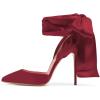 imageFSJ Women Strappy Ankle Wrap Sandal Ribbon Laceup Stiletto High Heels Pointed Toe DOrsay Slingback Pump Shoe Size 415 USWine