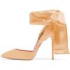imageFSJ Women Strappy Ankle Wrap Sandal Ribbon Laceup Stiletto High Heels Pointed Toe DOrsay Slingback Pump Shoe Size 415 USYellow