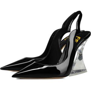 imageFSJ Women Chic Pointed Toe Slingback Pumps Sexy Transparent Chunky High Heel Slip On Graduation Homecoming Dress Shoes Size 415 USBlack