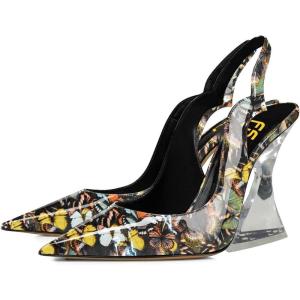 imageFSJ Women Chic Pointed Toe Slingback Pumps Sexy Transparent Chunky High Heel Slip On Graduation Homecoming Dress Shoes Size 415 USButterfly