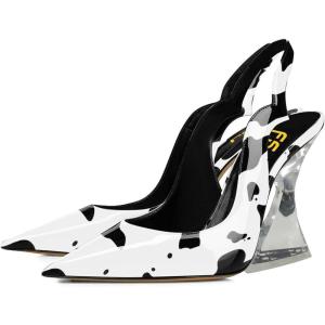 imageFSJ Women Chic Pointed Toe Slingback Pumps Sexy Transparent Chunky High Heel Slip On Graduation Homecoming Dress Shoes Size 415 USCow