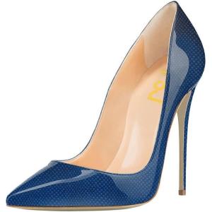 imageFSJ Women Fashion High Heel Pump Stilettos Pointy Toe Evening Party Dress Print Shoes Size 415 USBlue