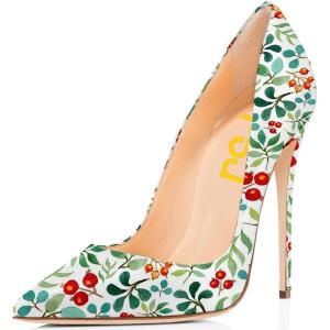 imageFSJ Women Fashion High Heel Pump Stilettos Pointy Toe Evening Party Dress Print Shoes Size 415 USCherries