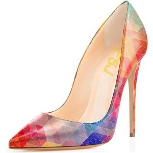 imageFSJ Women Fashion High Heel Pump Stilettos Pointy Toe Evening Party Dress Print Shoes Size 415 USCrystal