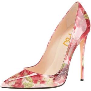 imageFSJ Women Fashion High Heel Pump Stilettos Pointy Toe Evening Party Dress Print Shoes Size 415 USPeony
