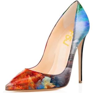 imageFSJ Women Fashion High Heel Pump Stilettos Pointy Toe Evening Party Dress Print Shoes Size 415 USSunset