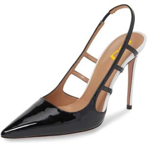 imageFSJ Women Pointy Toe Cutout Slip On Pumps Stilettos High Heel Slingback Gladiator Evening Office Lady Dress Shoes Size 415 USBlack