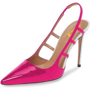imageFSJ Women Pointy Toe Cutout Slip On Pumps Stilettos High Heel Slingback Gladiator Evening Office Lady Dress Shoes Size 415 USDeep Pink