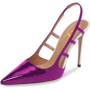 imageFSJ Women Pointy Toe Cutout Slip On Pumps Stilettos High Heel Slingback Gladiator Evening Office Lady Dress Shoes Size 415 USMagenta