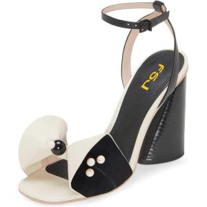 imageFSJ Women Retro Bowknot Chunky High Heel Sandal Open Toe Pearl Studded Ankle Strap Slingback Bead Wedding Bride Dress Pump Size 415 USIvory