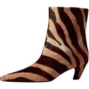 imageFSJ Women Square Toe Comfort Kitten Low Heel Ankle Boot Pull On Bootie Winter Faux Suede Casual Dressy Shoes Size 416 USBrown Stripe