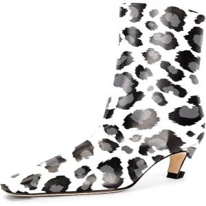 imageFSJ Women Square Toe Comfort Kitten Low Heel Ankle Boot Pull On Bootie Winter Faux Suede Casual Dressy Shoes Size 416 USCow