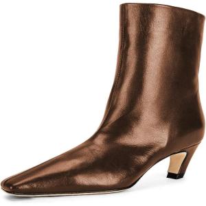 imageFSJ Women Square Toe Comfort Kitten Low Heel Ankle Boot Pull On Bootie Winter Faux Suede Casual Dressy Shoes Size 416 USDark Brown