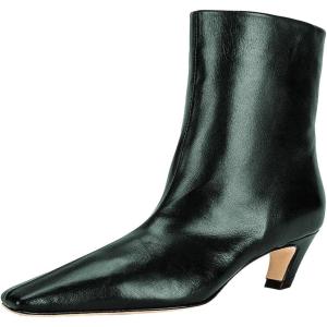 imageFSJ Women Square Toe Comfort Kitten Low Heel Ankle Boot Pull On Bootie Winter Faux Suede Casual Dressy Shoes Size 416 USDark Green