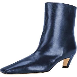 imageFSJ Women Square Toe Comfort Kitten Low Heel Ankle Boot Pull On Bootie Winter Faux Suede Casual Dressy Shoes Size 416 USNavy Blue