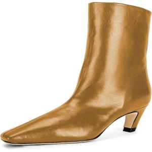 imageFSJ Women Square Toe Comfort Kitten Low Heel Ankle Boot Pull On Bootie Winter Faux Suede Casual Dressy Shoes Size 416 USPeru