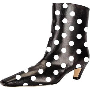 imageFSJ Women Square Toe Comfort Kitten Low Heel Ankle Boot Pull On Bootie Winter Faux Suede Casual Dressy Shoes Size 416 USPolkadot