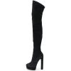 imageFSJ Sexy Thigh High Long Boots Over The Knee Platform Thick High Heel Stretch Leather Shoes Size 415 USBlack