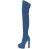 imageFSJ Sexy Thigh High Long Boots Over The Knee Platform Thick High Heel Stretch Leather Shoes Size 415 USBlue
