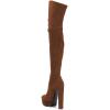 imageFSJ Sexy Thigh High Long Boots Over The Knee Platform Thick High Heel Stretch Leather Shoes Size 415 USBrown