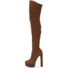 imageFSJ Sexy Thigh High Long Boots Over The Knee Platform Thick High Heel Stretch Leather Shoes Size 415 USBrown