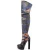 imageFSJ Sexy Thigh High Long Boots Over The Knee Platform Thick High Heel Stretch Leather Shoes Size 415 USEvening