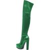 imageFSJ Sexy Thigh High Long Boots Over The Knee Platform Thick High Heel Stretch Leather Shoes Size 415 USGreen