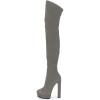imageFSJ Sexy Thigh High Long Boots Over The Knee Platform Thick High Heel Stretch Leather Shoes Size 415 USGrey