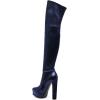 imageFSJ Sexy Thigh High Long Boots Over The Knee Platform Thick High Heel Stretch Leather Shoes Size 415 USMidnight Blue