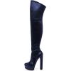 imageFSJ Sexy Thigh High Long Boots Over The Knee Platform Thick High Heel Stretch Leather Shoes Size 415 USMidnight Blue