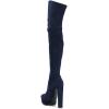 imageFSJ Sexy Thigh High Long Boots Over The Knee Platform Thick High Heel Stretch Leather Shoes Size 415 USNavy Blue